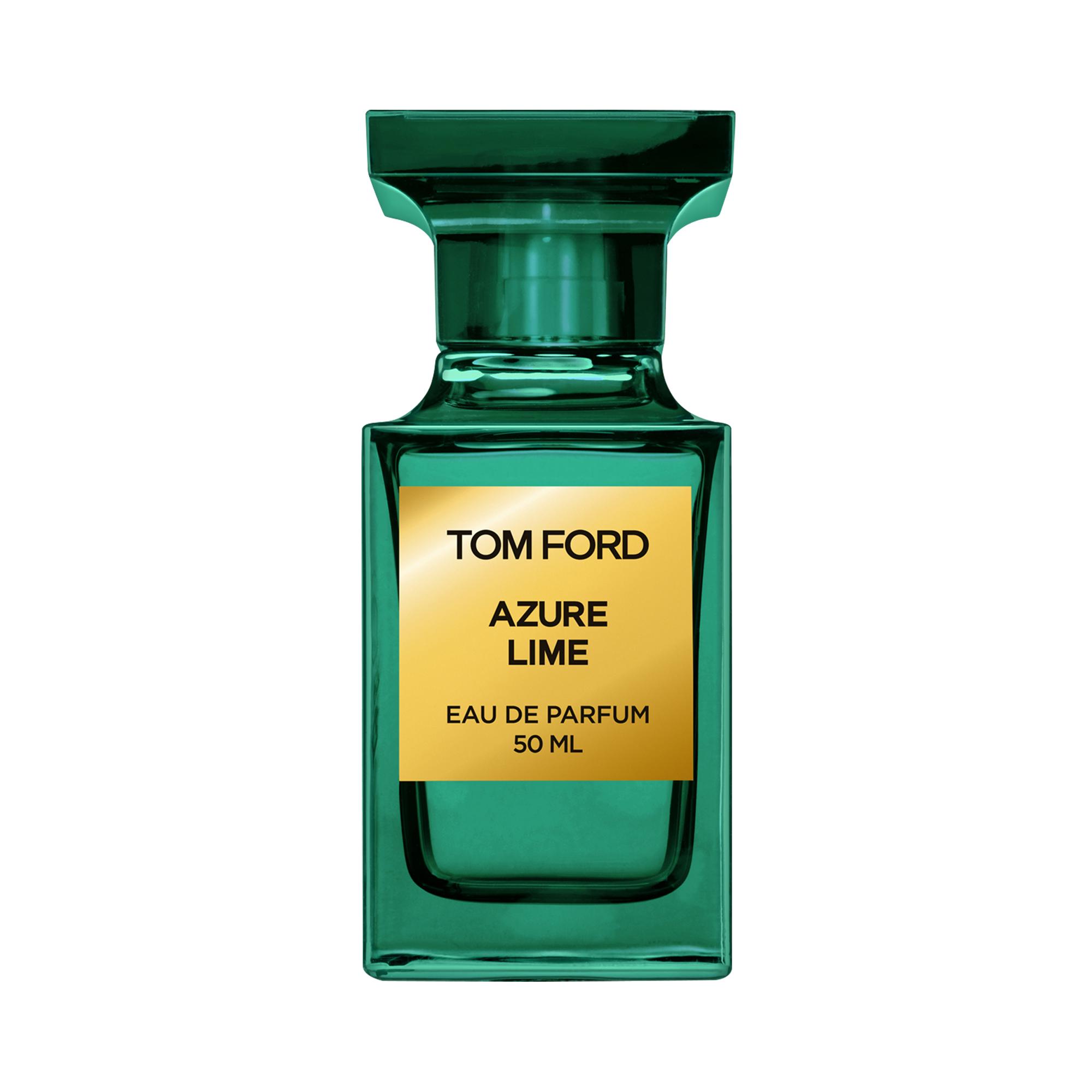 Flacon Azure Lime Tom Ford verre transparent jus citron-vert plaque dorée Atelier d'Orient