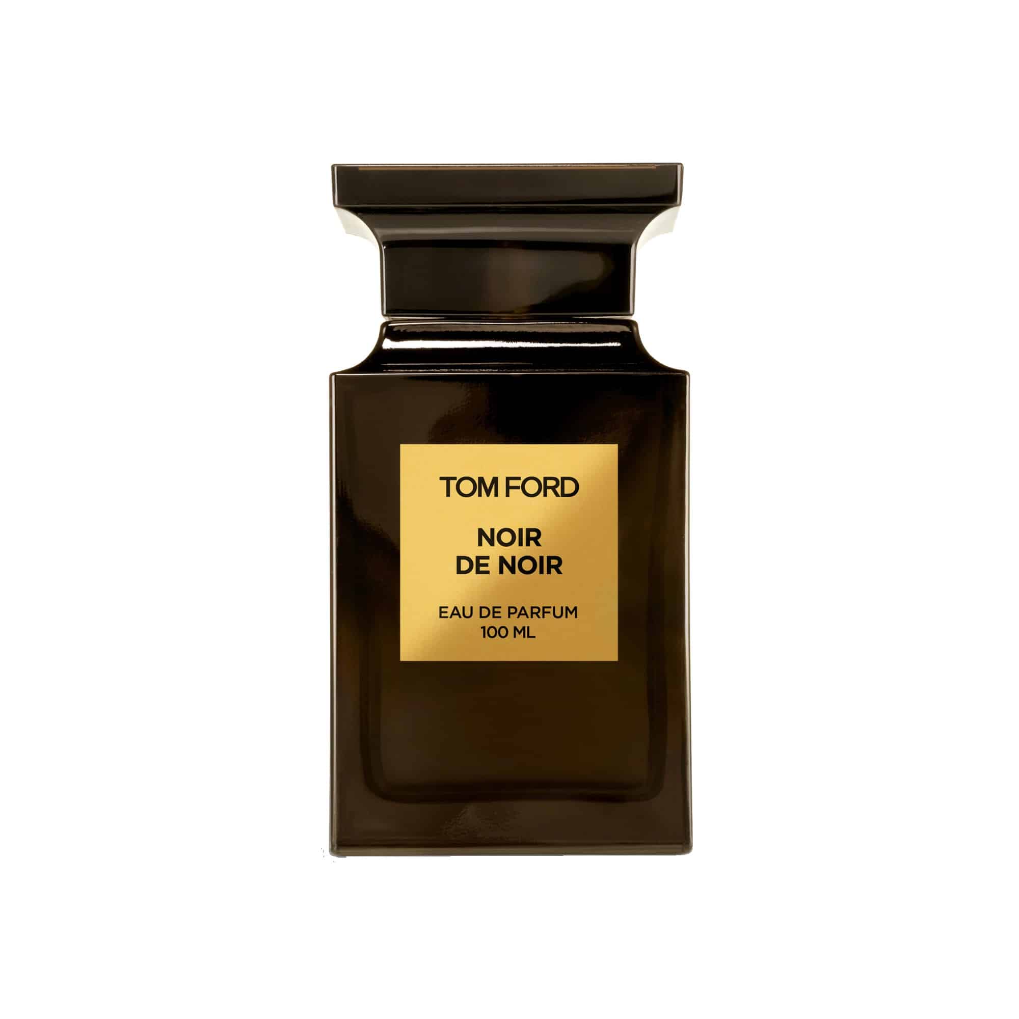 Flacon Noir de Noir Tom Ford Private Blend verre transparent jus ambré sombre plaque dorée
